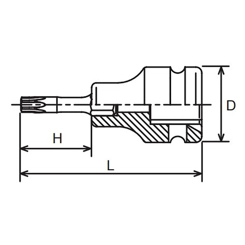 Douille à embout carré 1/2" TORX® T60, longueur 100 mm 
