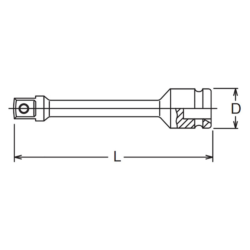 Barre d'extension de torsion 1/2 Sq. Dr. 140 Nm, longueur 205 mm, type à goupille 