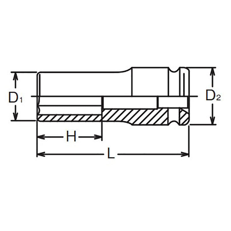 Douille pour écrou de roue 1/2 Sq. Dr. 17 mm, 6 pans, longueur 80 mm 