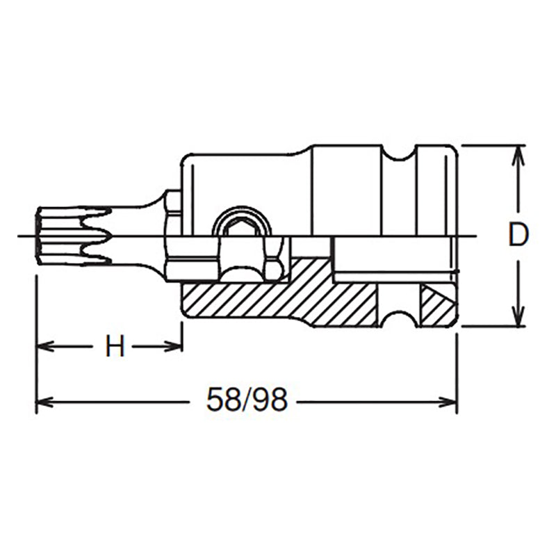 Douille à embout carré 1/2" TORXplus® 45IP, longueur 98 mm