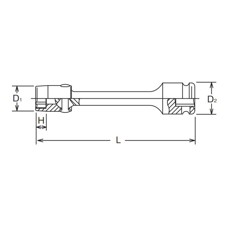 Douille universelle d'extension 1/2 Sq. Dr. 14 mm, 6 pans, longueur 200 mm 