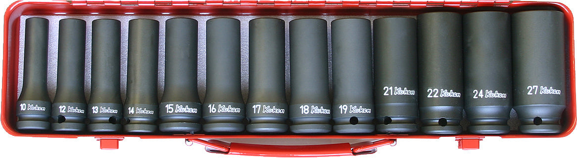 Jeu de 13 douilles à impact profondes 6 pans 1/2 po² (10-27 mm) 