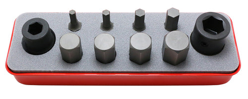 Jeu de 10 embouts carrés 1/2" + porte-embouts hexagonaux 5-19 mm 