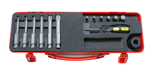 Jeu de 14 embouts carrés 1/2" + porte-embouts XZN M4-M12 