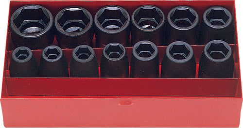 Jeu de 13 douilles à impact 12 pans 1/2 pouce carré (10-27 mm) 
