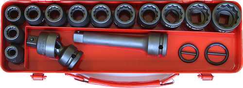 1/2 Sq. Dr. 18 Piece Impact 6-Point Socket Set  10-27mm