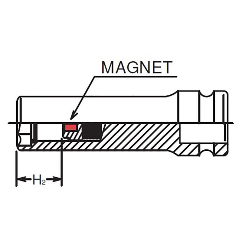 Douille carrée 1/2 pouce avec aimant coulissant de 16 mm 