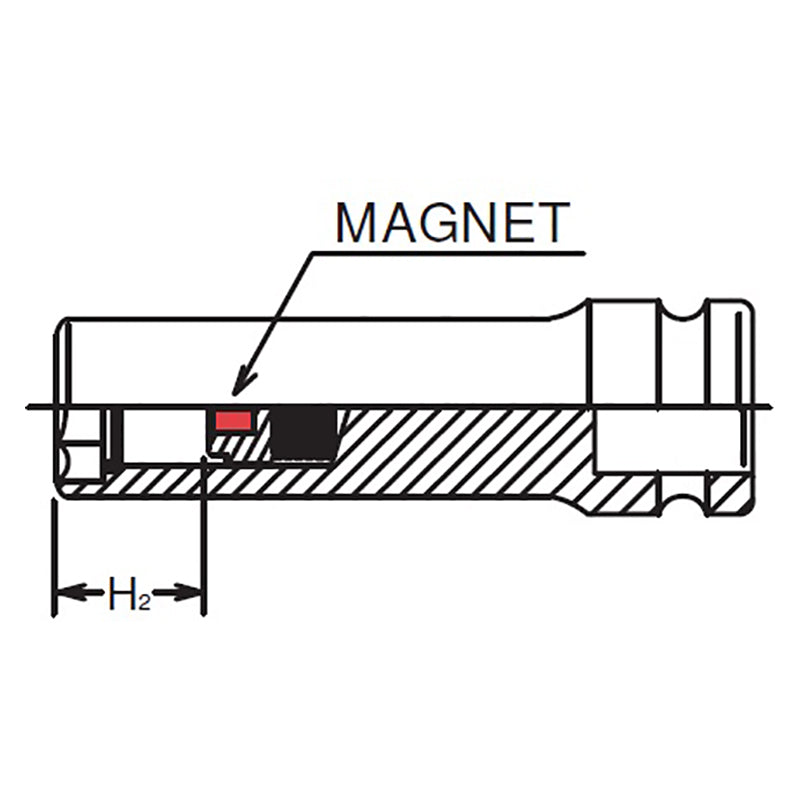 Douille carrée 1/2" avec aimant coulissant de 19 mm 
