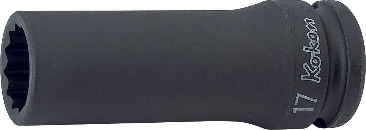 Douille carrée 1/2 pouce, 17 mm, 12 pans, longueur 80 mm 