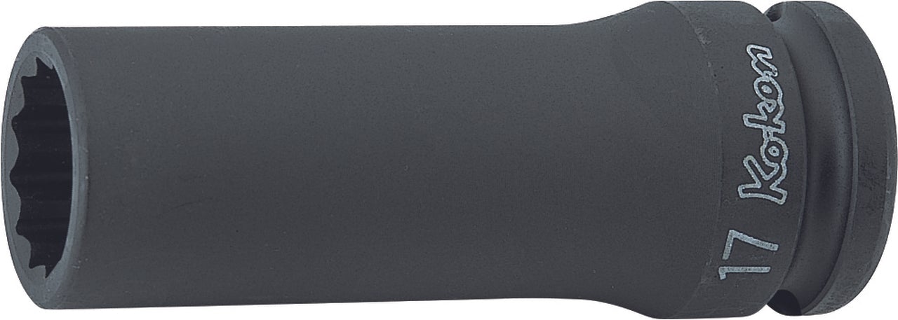 Douille carrée 1/2 pouce, 16 mm, 12 pans, longueur 80 mm 