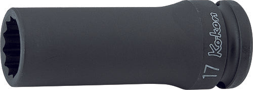 Douille carrée 1/2 pouce, 19 mm, 12 pans, longueur 80 mm 