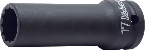 Douille carrée 1/2 pouce, 12 mm, 12 pans, longueur 80 mm, paroi mince 