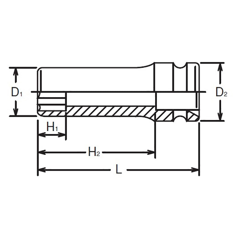 Douille carrée 1/2 pouce, entraînement de surface 14 mm, longueur 80 mm 