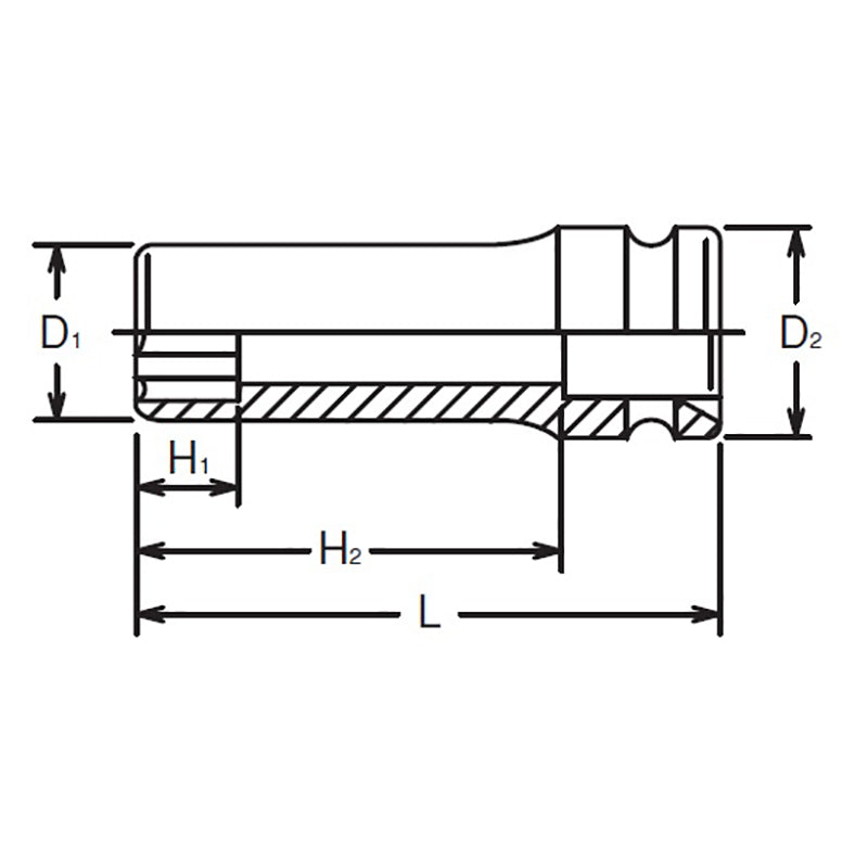 Douille carrée 1/2" (36 mm), longueur d'entraînement 85 mm 