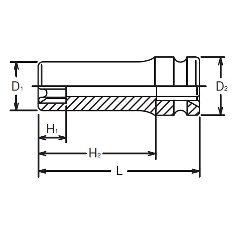 Douille à impact profonde TORX E20® 1/2 Sq. Dr. - Longueur 80 mm 