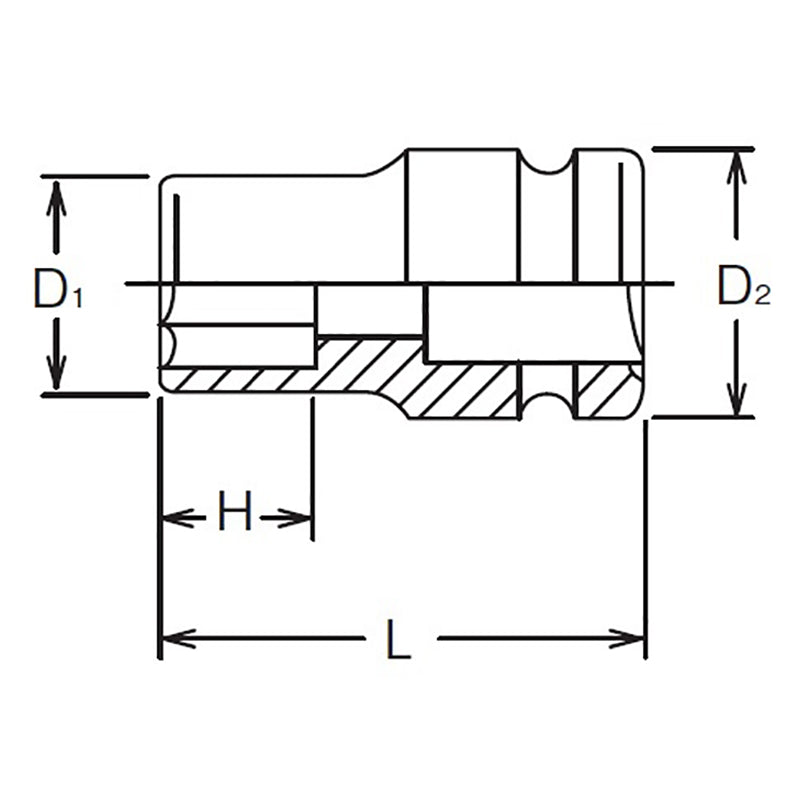 1/2 Sq. Dr. Socket  25mm 6 point Length 38mm Thin walled