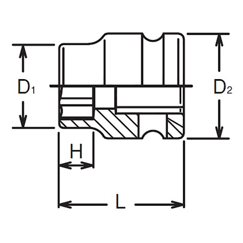 Douille métrique à impact 6 pans à paroi mince 1/2 Sq. Dr. 14 mm 