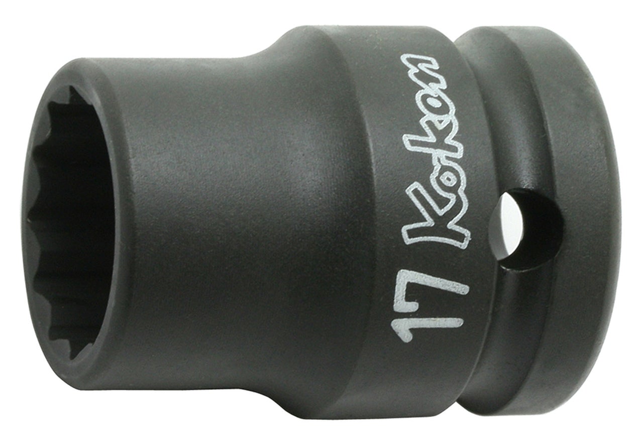 Douille carrée 1/2" à 12 pans, longueur 38 mm, paroi mince 