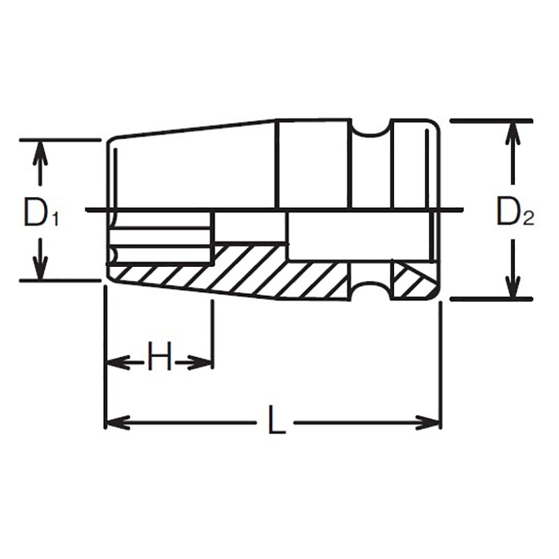 Douille carrée 1/2", entraînement de surface 20 mm, longueur 38 mm 