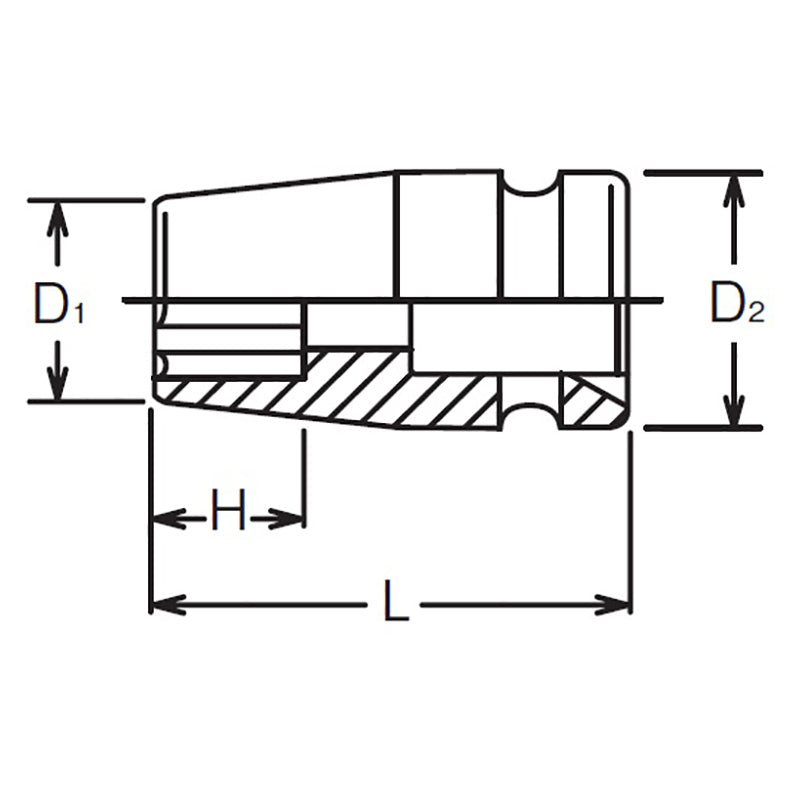 Douille carrée 1/2" (36 mm), longueur d'entraînement 46 mm 