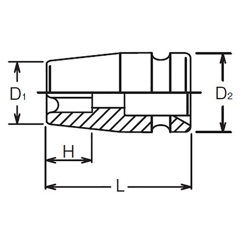 Douille à impact TORX® E18 1/2" à corps carré - Longueur 38 mm 