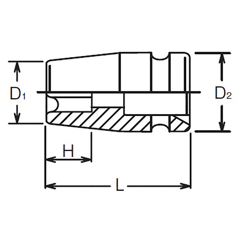Douille à impact TORX® E24 1/2" à corps carré - Longueur 40 mm 