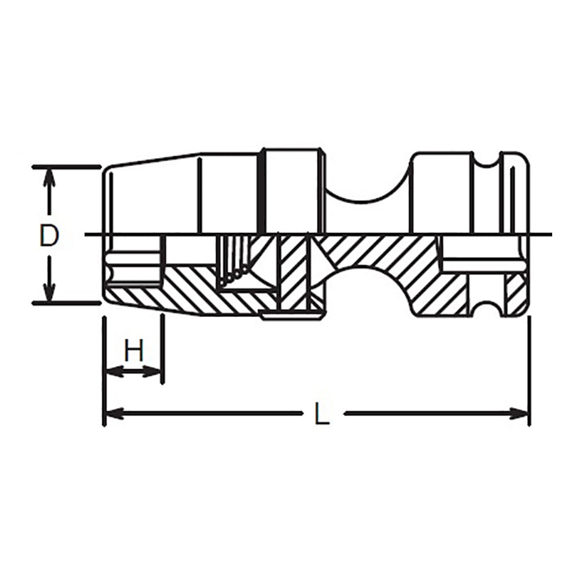 Douille universelle 1/2 Sq. Dr. 21 mm, 6 pans, longueur 73,5 mm 