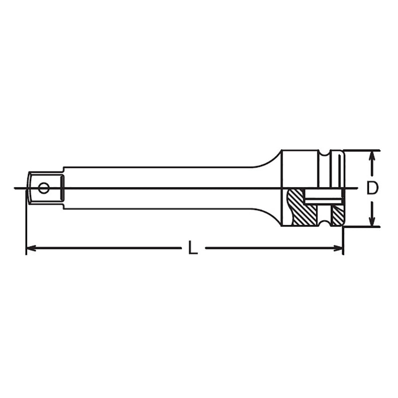 Barre d'extension 1/2 Sq. Dr. Longueur 150 mm Type de trou 