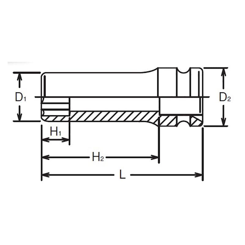 Douille carrée de 5/8 po, longueur de surface de 19 mm : 90 mm 