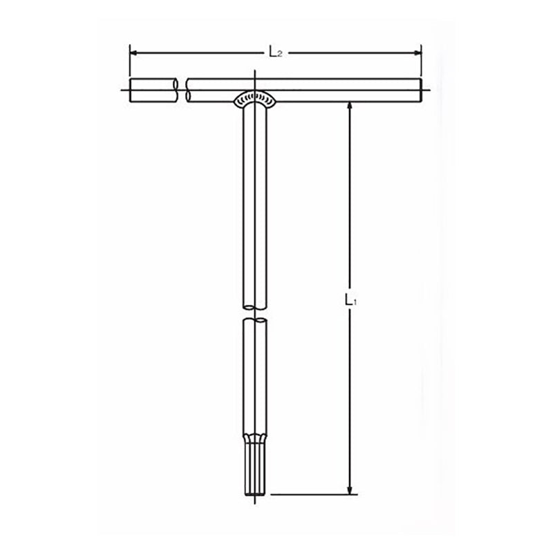 Poignée en T fendue 1,2 x 8 mm - Longueur 250 x 180 mm 
