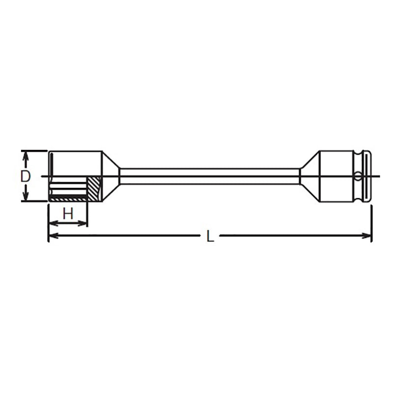 Barre de torsion 3/4 Sq. Dr. 32 mm x 600 Nm, longueur 280 mm 