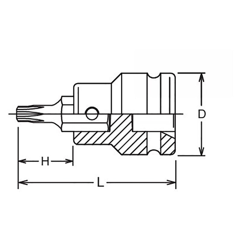 3/4 Sq. Dr. TORX® T70 Bit Socket -  Length 76mm