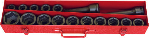 Jeu de 17 douilles à impact 6 pans 3/4" (19-50 mm) 