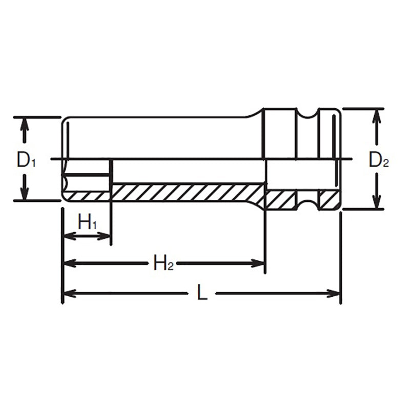 Douille carrée 3/4" 1 5/8" 6 pans, longueur 100 mm 