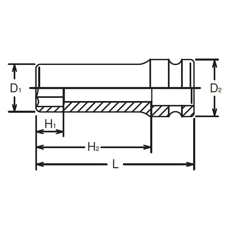 Douille carrée 3/4" 17 mm 6 pans Longueur 100 mm Paroi mince 
