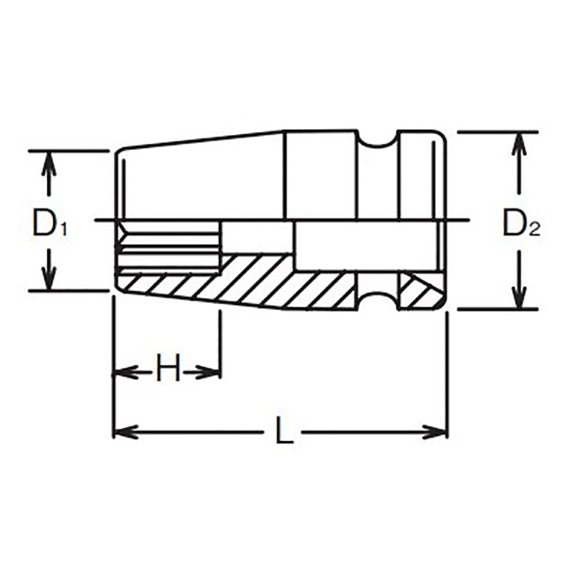 3/4 Sq. Dr. Socket  21mm 12 point Length 50mm