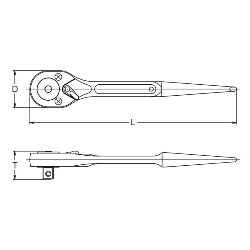Spud Ratchet  Square  Length 250mm Push Button