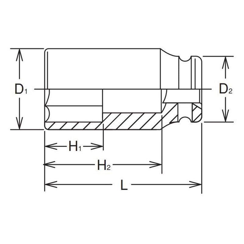 1.1/2 Sq. Dr. Socket  90mm 6 point Length 175mm
