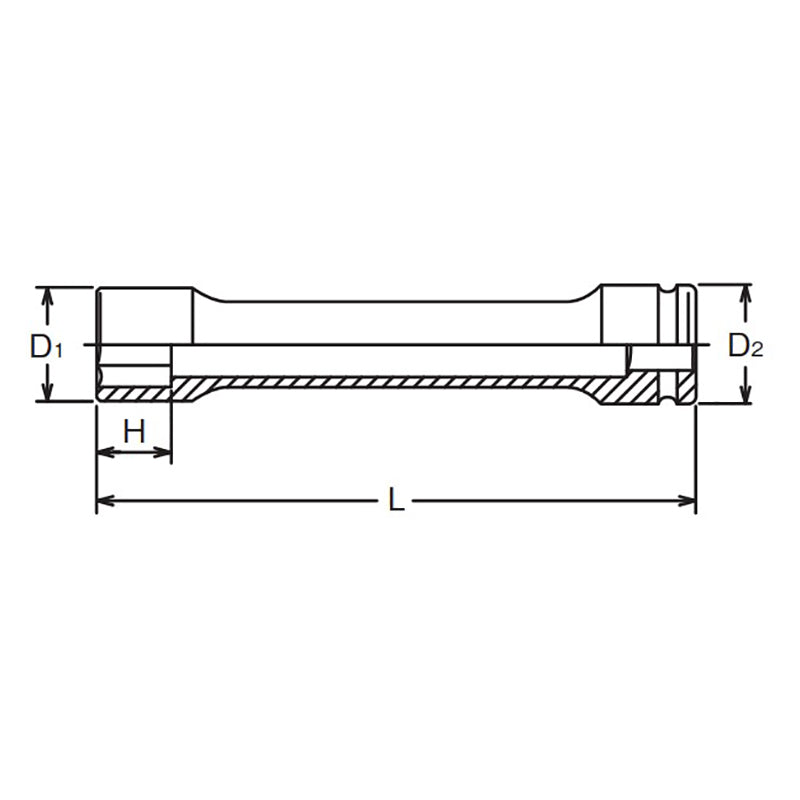 Douille extra longue pour écrou de roue 24 mm, 6 pans, longueur 270 mm (1 Sq. Dr.). 
