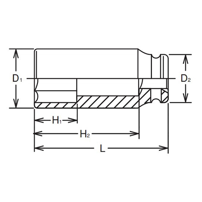1 Sq. Dr. Socket  50mm 6 point Length 108mm