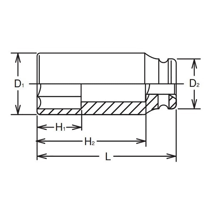 1 Sq. Dr. Socket  41mm 6 point Length 108mm Thin walled