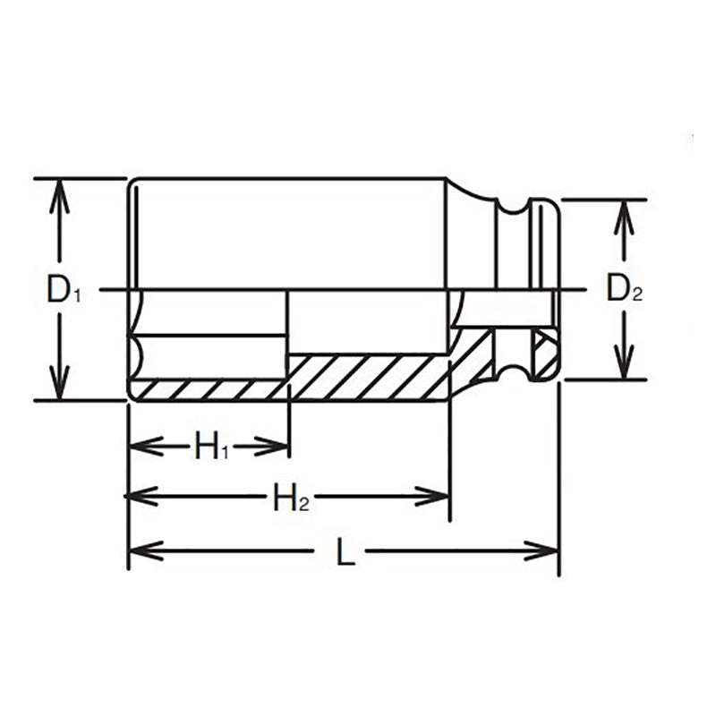 1 Sq. Dr. Socket  35mm 6 point Length 85mm Thin walled