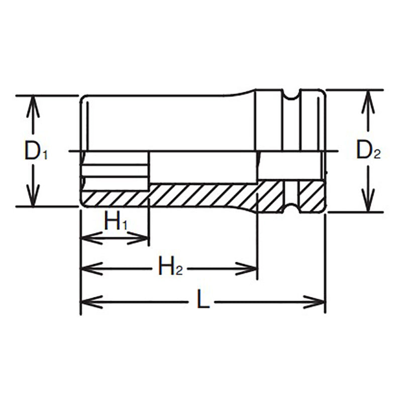 1 Sq. Dr. Socket  21mm Surface Drive Length 108mm
