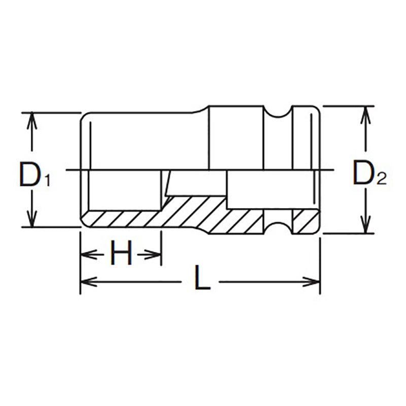 Douille carrée 1 Sq. Dr. pour écrou de roue arrière, longueur 72 mm, carré de 20,5 mm 