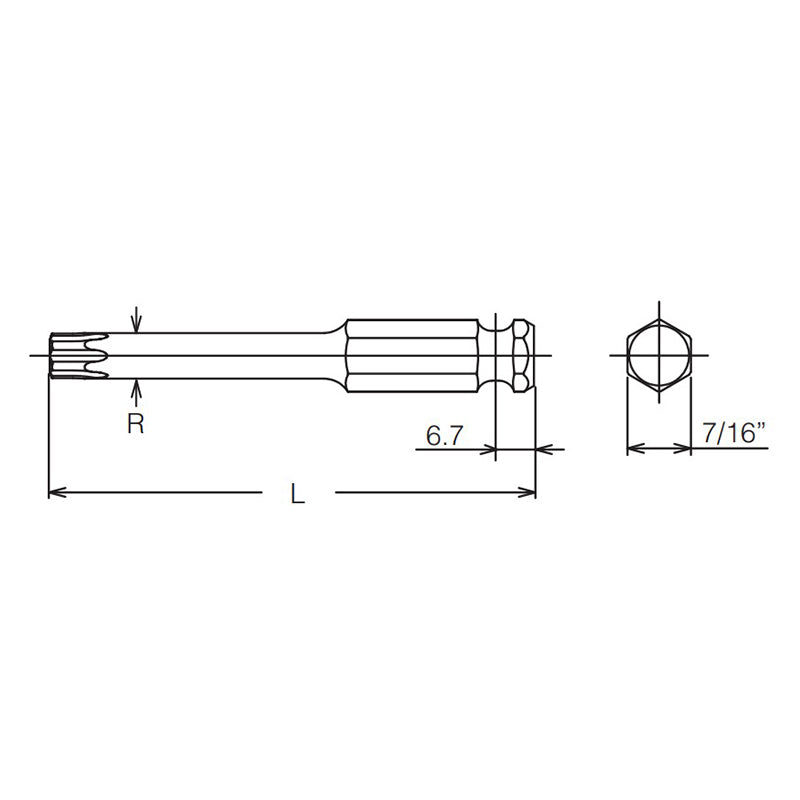 Embout hexagonal 7/16 TORXplus® 55IP - Longueur 35 mm 