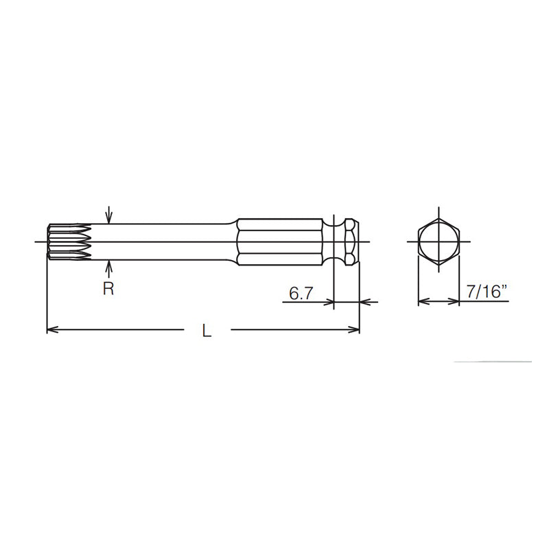 7/16 Hex Dr. Bit XZN M5 Triple Square Length 150mm