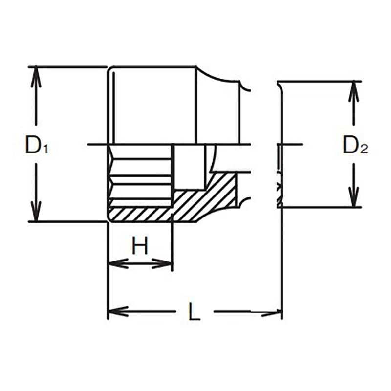 1 Sq. Dr. Socket  55mm 12 point Length 75mm
