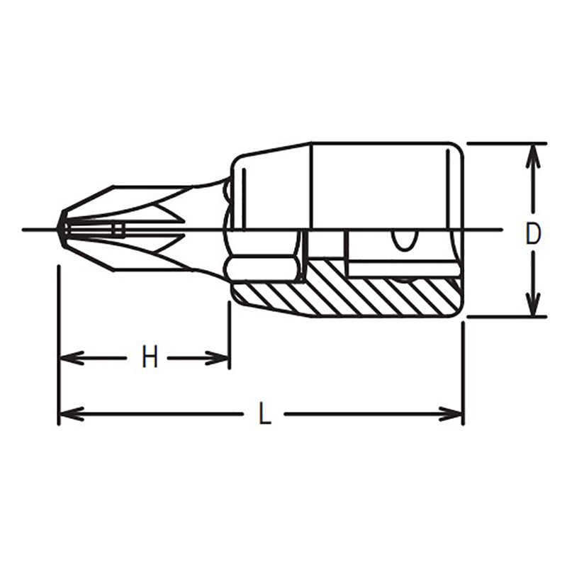 1/4 Sq. Dr. Bit Socket  PZ2  Length 28mm
