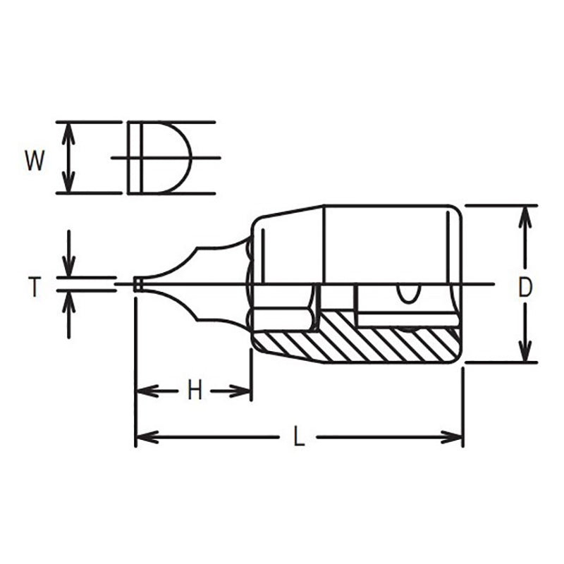 1/4 Sq. Dr. Bit Socket Slotted 1.2X8  Length 25mm