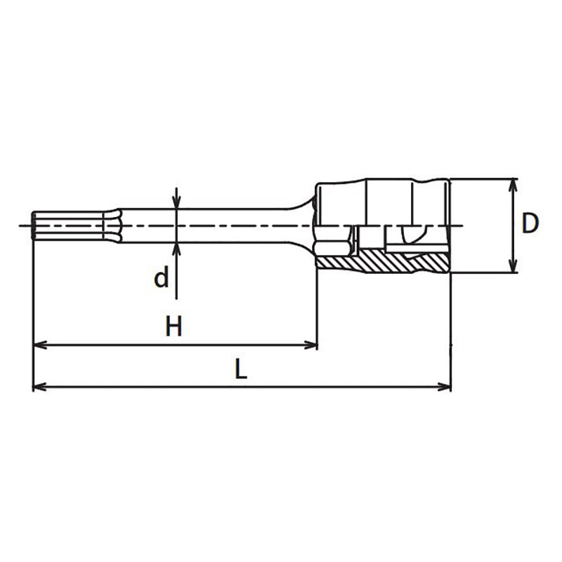 Douille à embout carré 1/4" 3 mm, 6 pans, longueur 50 mm, série Z 